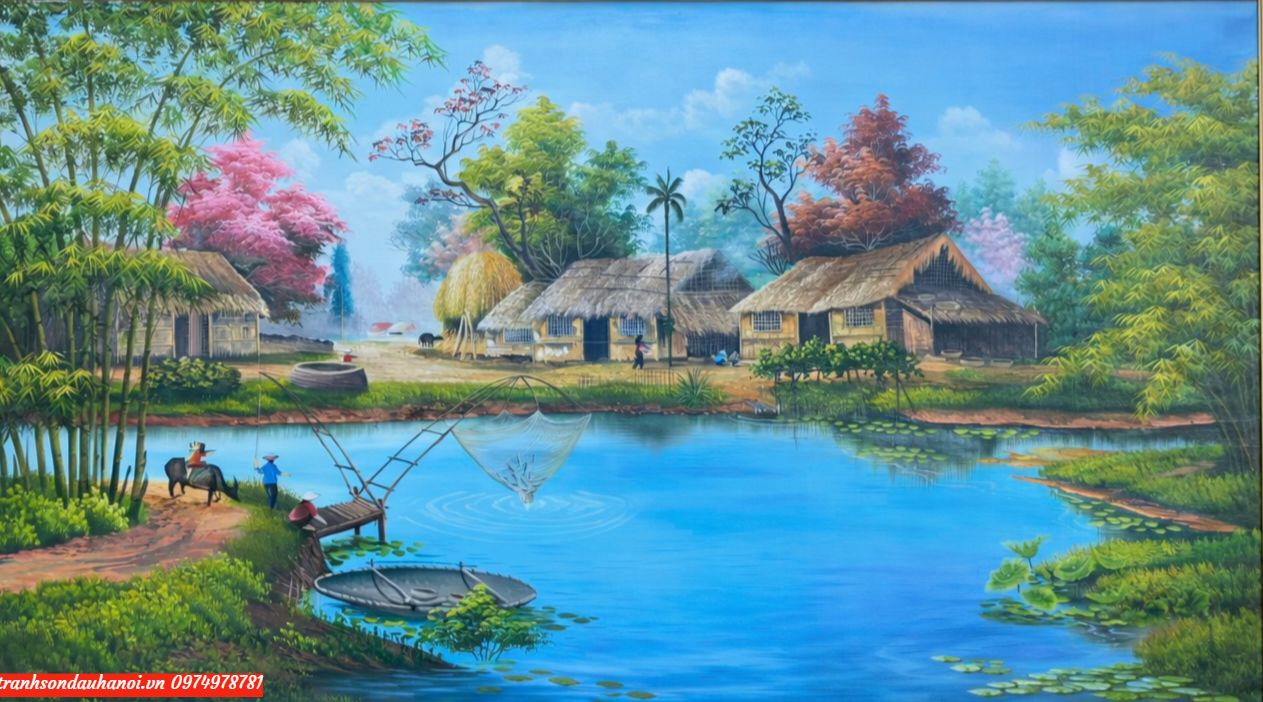 Tranh đồng quê việt nam, tranh đồng quê phòng khách SN81