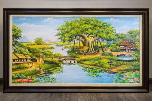Tranh đồng quê phong cảnh treo phòng khách SN38