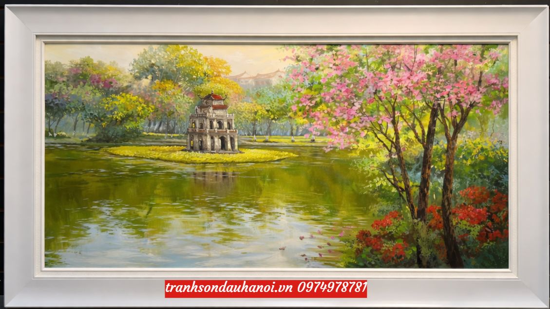 Tranh hồ gươm sơn dầu vẽ tay SN88