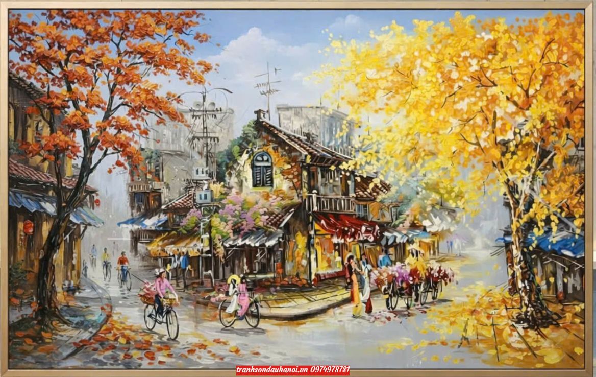 tranh phố cổ hà nội sưa sang trọng SN16