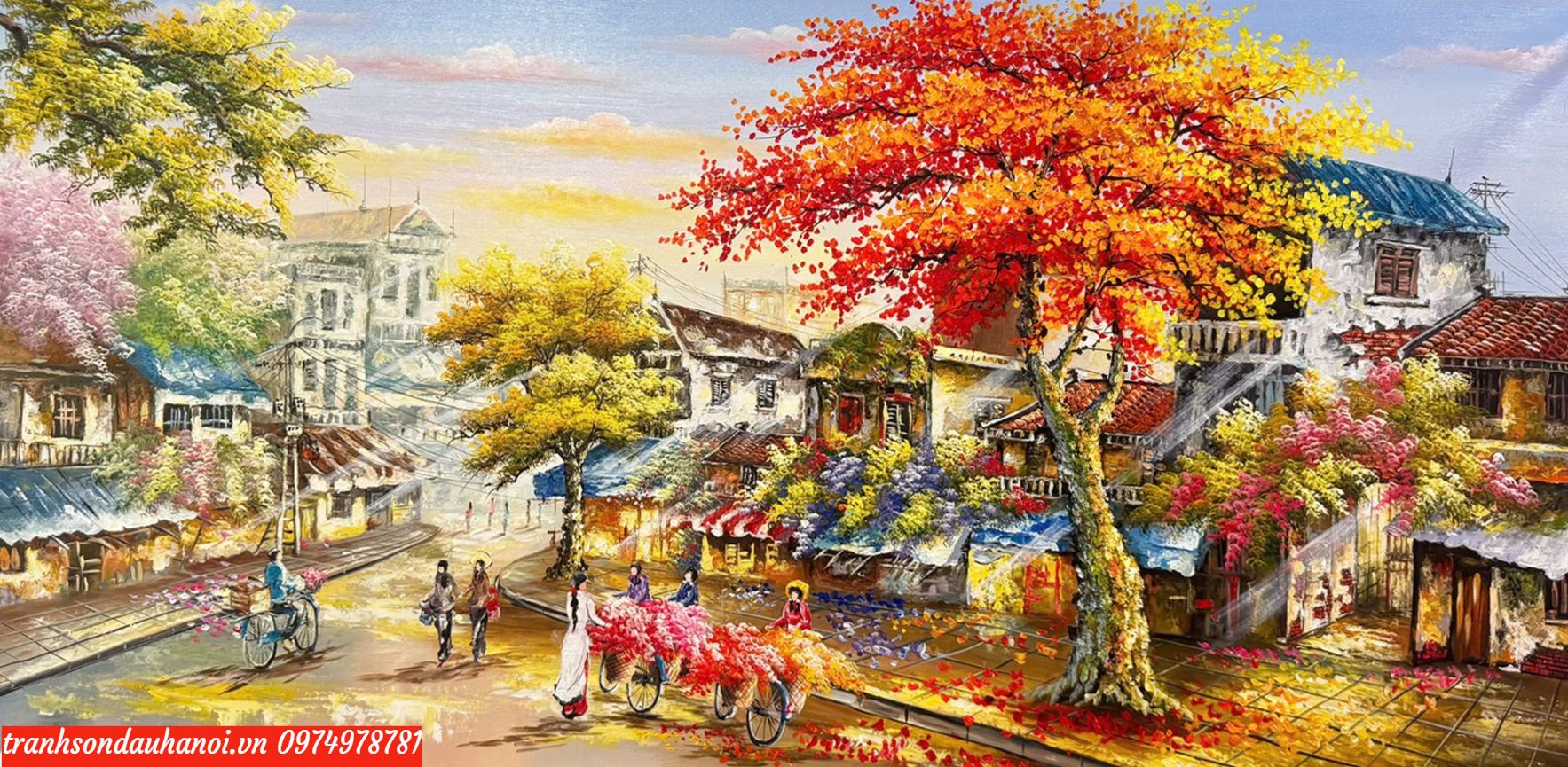 Tranh phố cổ hà nội phong cảnh hà nội SN12