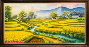 Tranh ruộng bậc thang tây bắc lúa chín ý nghĩa SN26