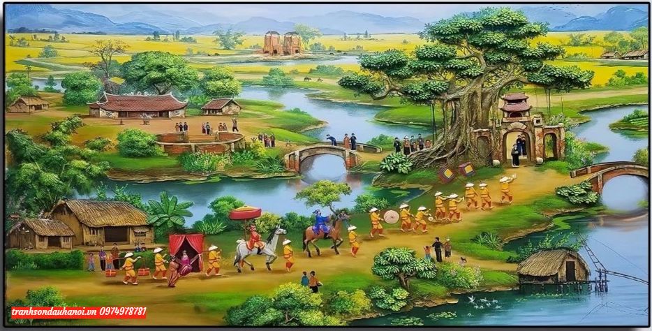 Tranh vinh quy bái tổ phong thuỷ SN98