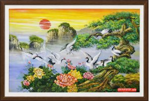 Tranh tùng hạc diện niên, tranh tùng hạc may mắn