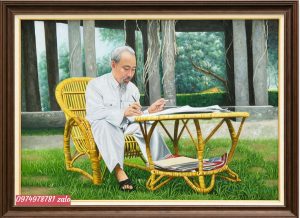 Tranh bác hồ nghồi làm việc ,trang nghiêm