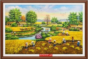 Tranh đồng quê mùa vụ, tranh đồng quê sơn dầu