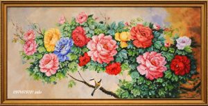 Tranh hoa mẫu đơn sắc hồng SP12
