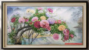 Tranh sơn dầu hoa mẫu đơn TP98