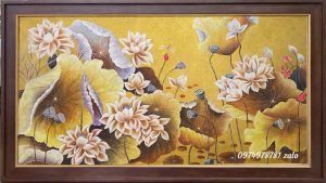Tranh hoa sen khung gỗ sang trọng ý nghĩa