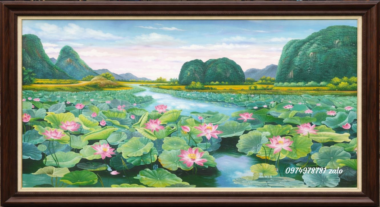 Tranh hoa sen đẹp nghệ thuật