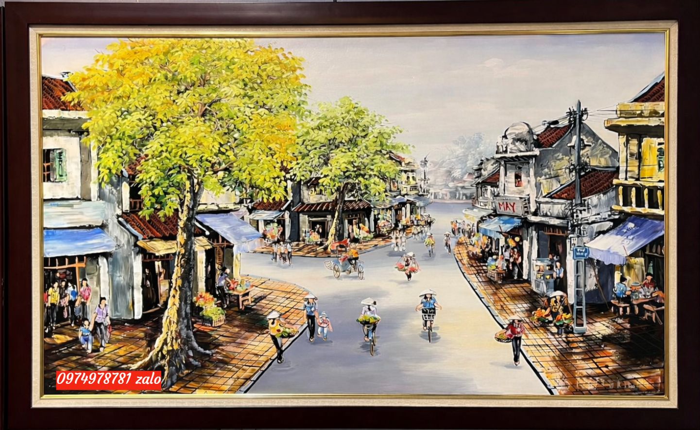 Tranh Phố Cổ hà nội .tranh phố cổ sơn dầu SP59