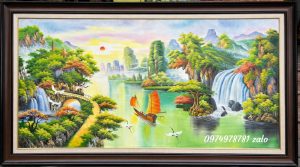 Tranh sơn thuỷ , tranh sơn thuỷ hữu tình phòng khách