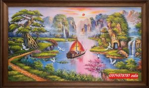 Tranh sơn thuỷ hữu tình - phong thuỷ ý nghĩa P80