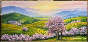 Tranh tây bắc phong cảnh tây bắc mùa xuân NP05