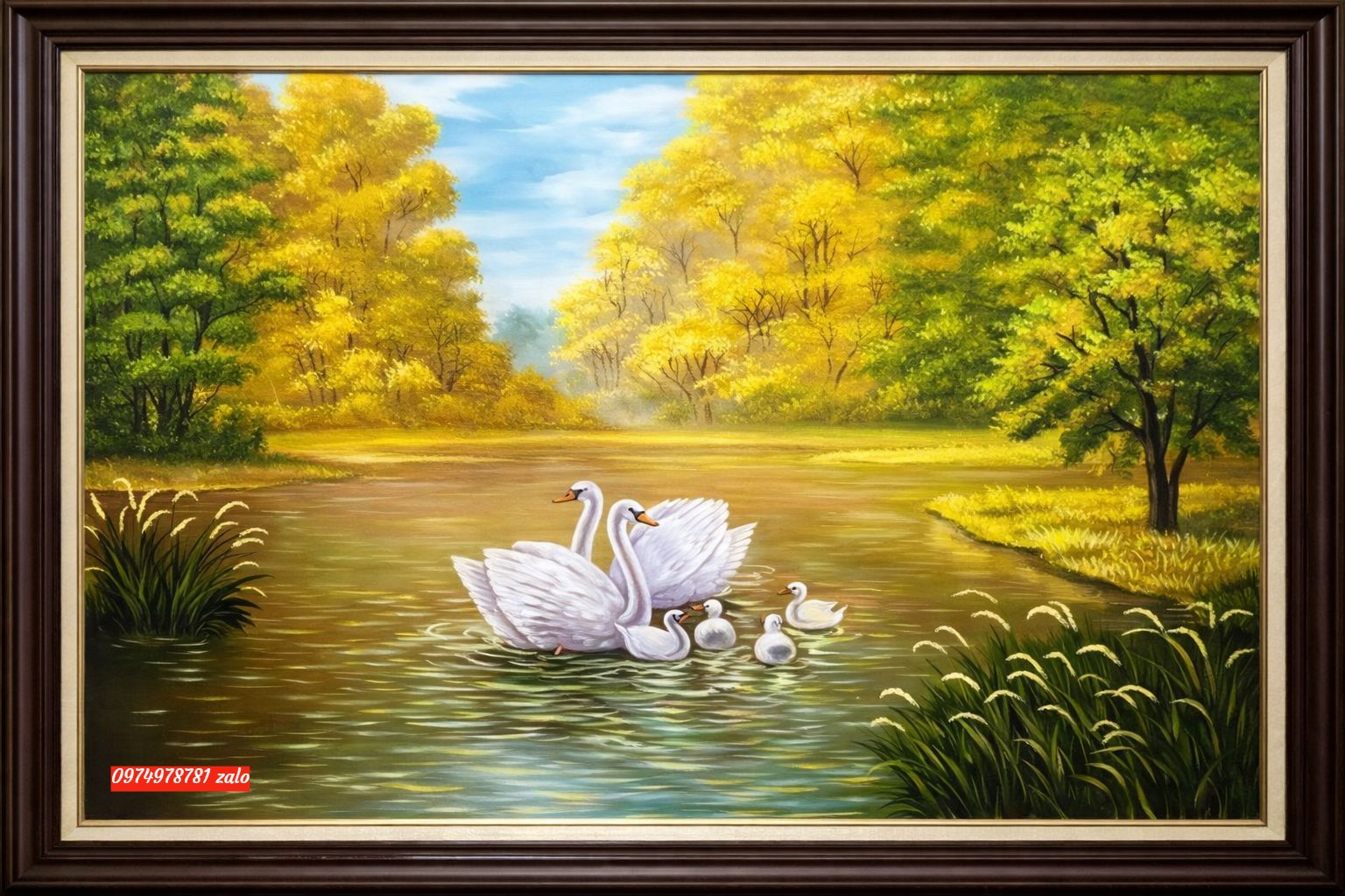 Tranh thiên nga, tranh sơn dầu đôi thiên nga