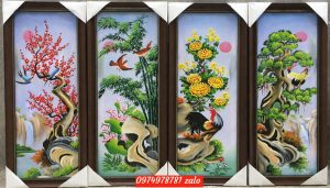 Tranh tứ quý , tranh tứ quý sơn dầu đẹp