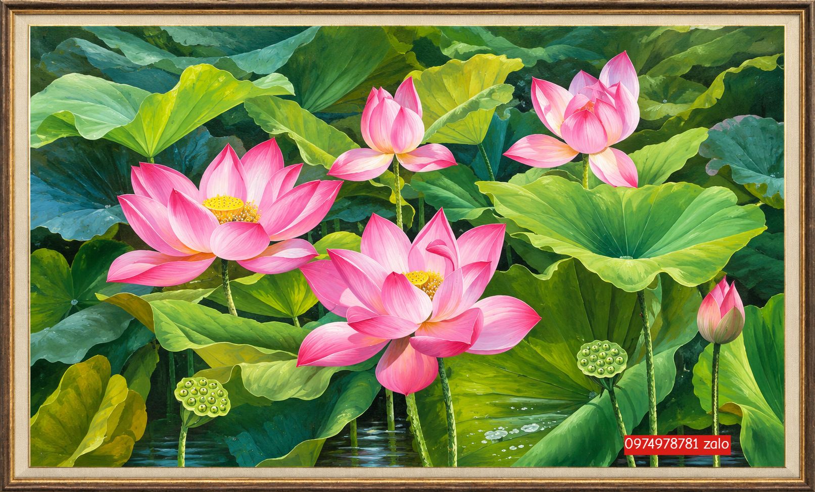 Tranh hoa sen hồng đẹp ý nghĩa tinh tế Tp128